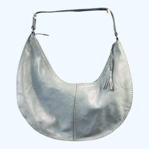 🆕 Unique Blue leather Hobo Bag with Tassel Detail - Picture 1 of 13